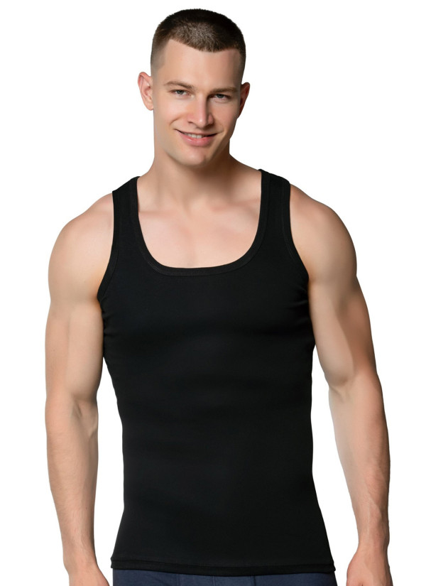 Men's Ribbed Tank Top Black (12 pcs/pack) Gumus 4004