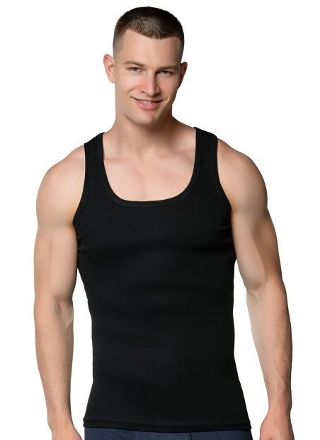 Men's Ribbed Tank Top Black (12 pcs/pack) Gumus 4004