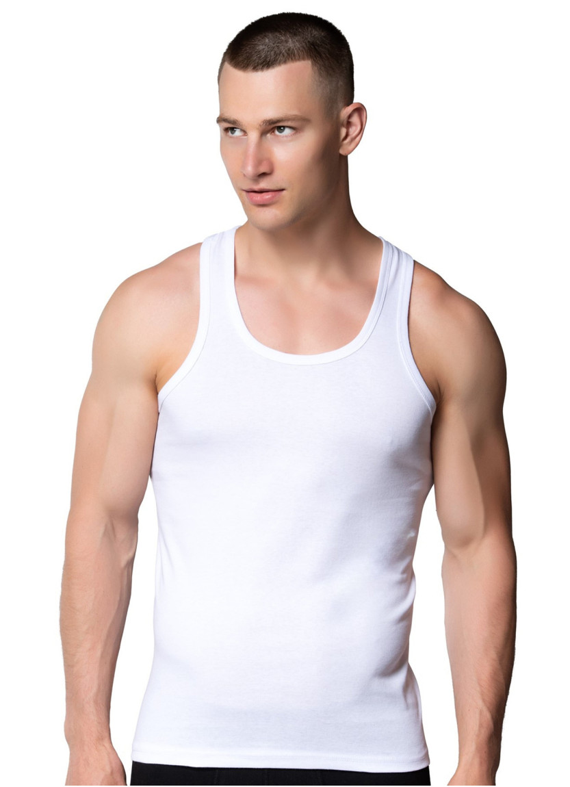 Men's Ribbed Tank Top White (Individual Packaging) Gumus 4019
