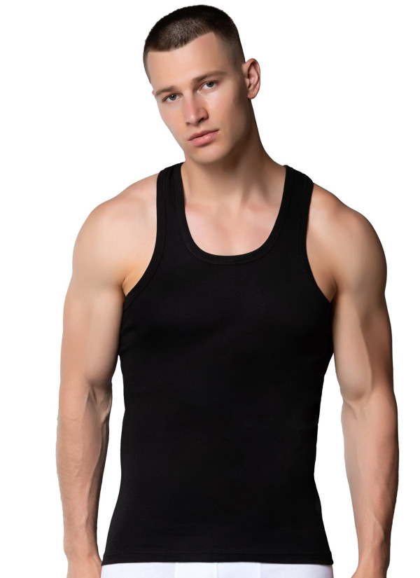 Мужская Майка Рибана Чёрная (Поштучная Упаковка) Gumus 4019