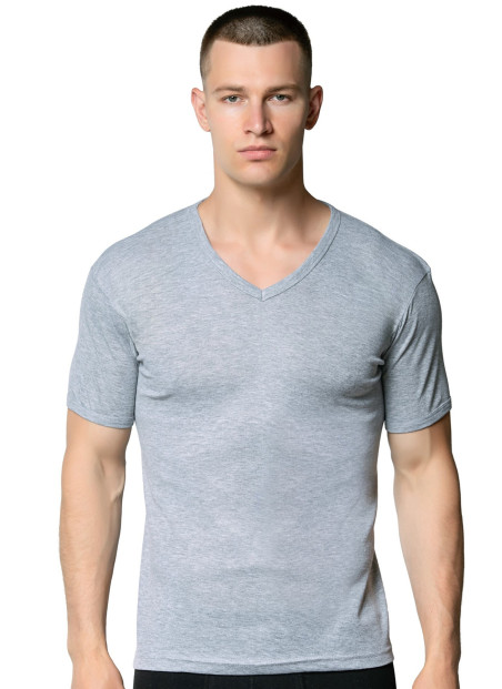 Men's V-Neck Short-Sleeve T-Shirt Grey (Individual Packaging) Gumus 4051