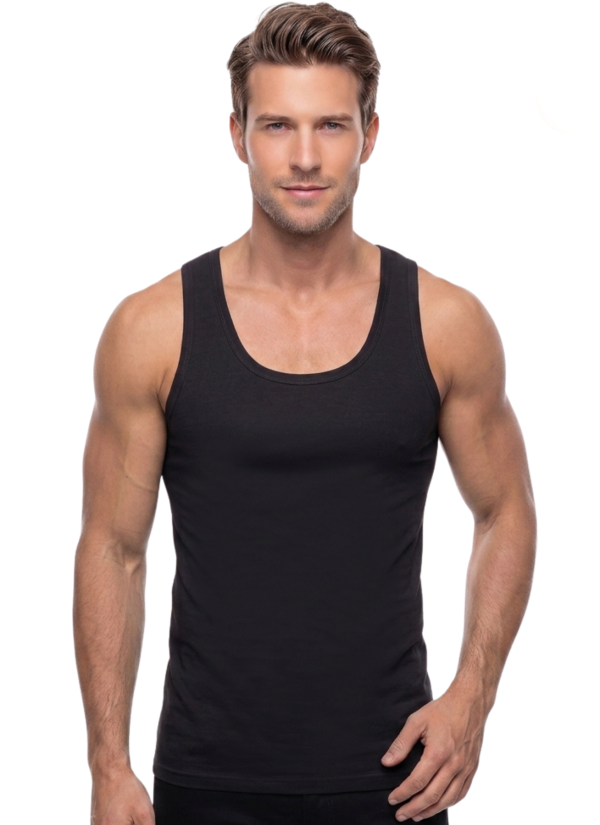 Men's Modal Tank Top Black (Individual Packaging) Gumus 7001