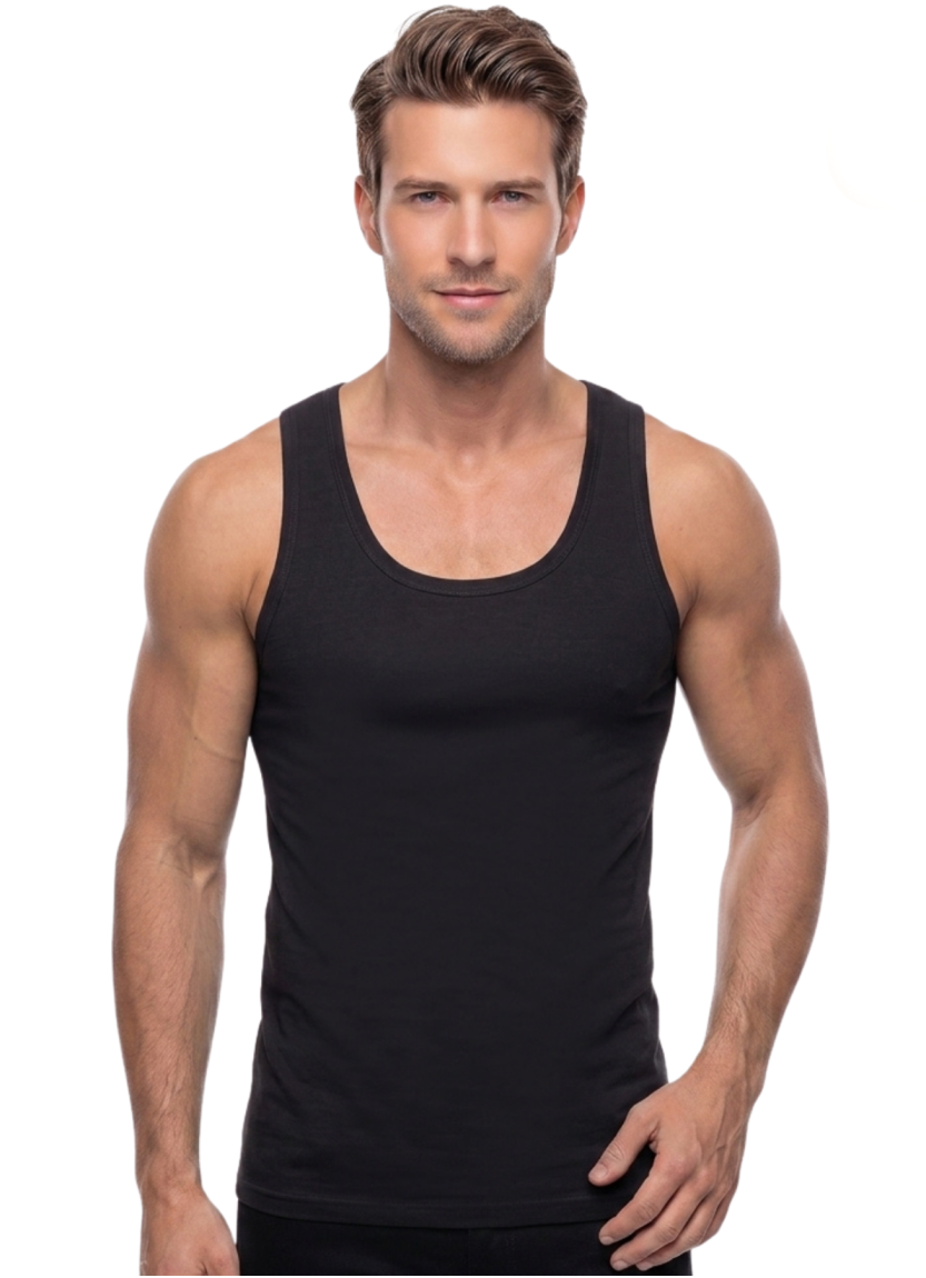Men's Modal Tank Top Black (Individual Packaging) Gumus 7001
