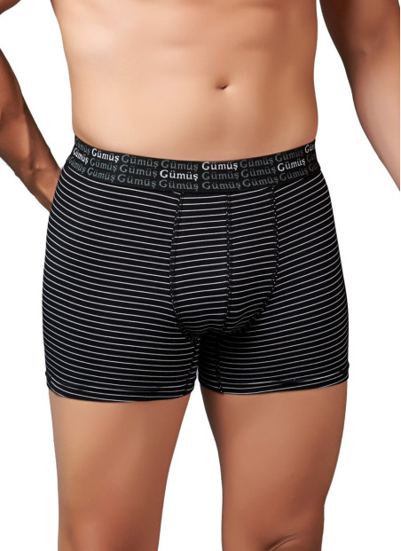 Men's Striped Stretch Boxer Briefs Black (Individual Packaging) Gumus 3114