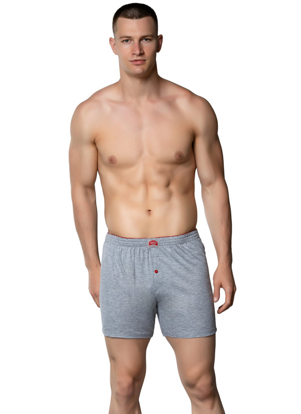 Men's Cotton Boxer Briefs with Terry Waistband Grey (Individual Packaging) Gumus 4020 2