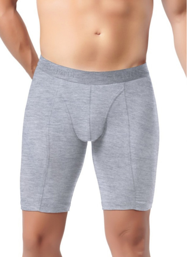 Men's Long Stretch Boxer Briefs Grey (Individual Packaging) Gumus 4074
