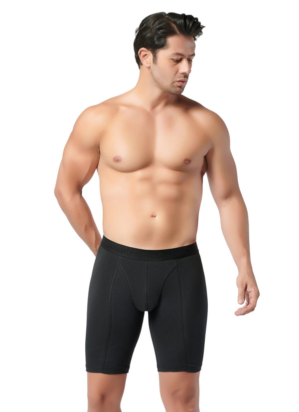 Men's Long Stretch Boxer Briefs Black (Individual Packaging) Gumus 4074 2