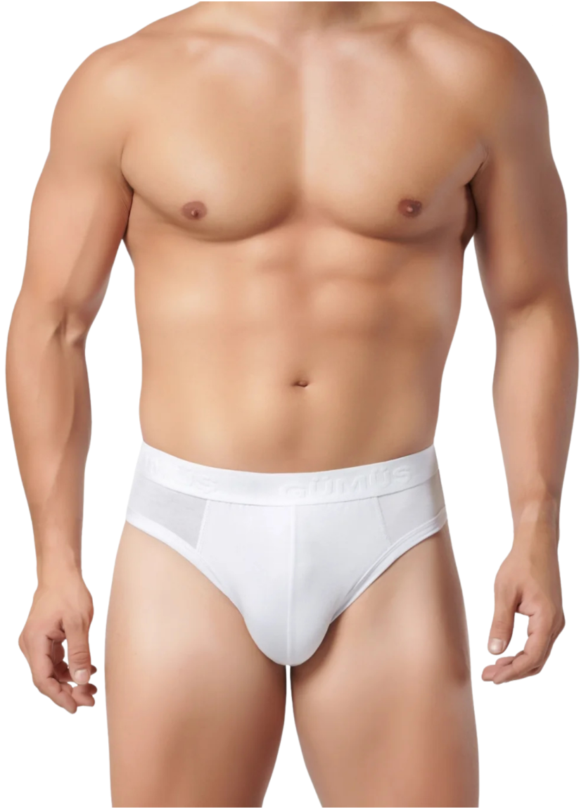Men's Modal Waistband Briefs White (Individual Packaging) Gumus 7008