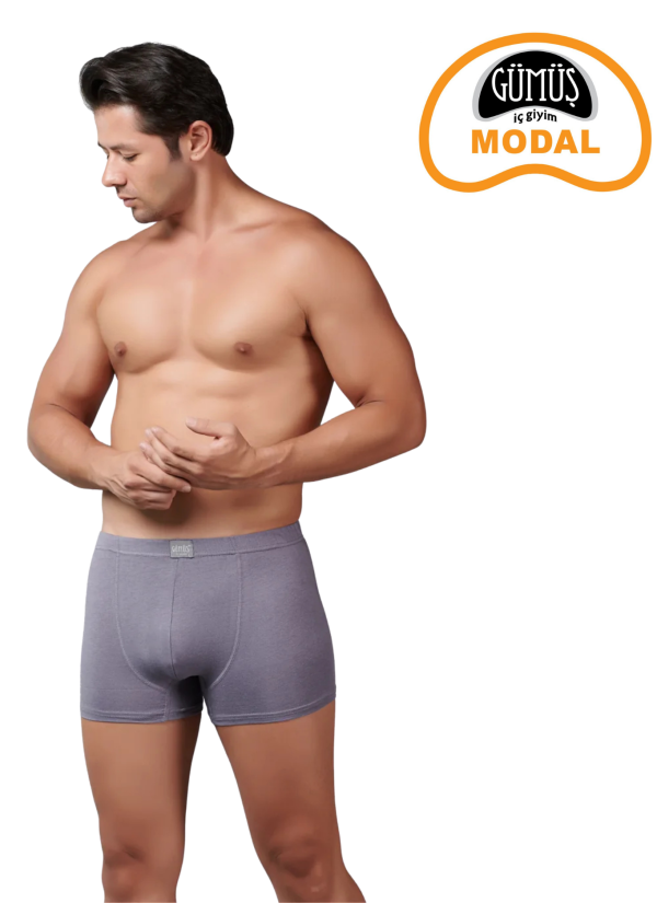 Men's Modal Stretch Boxer Briefs Grey (Individual Packaging) Gumus 7009 2