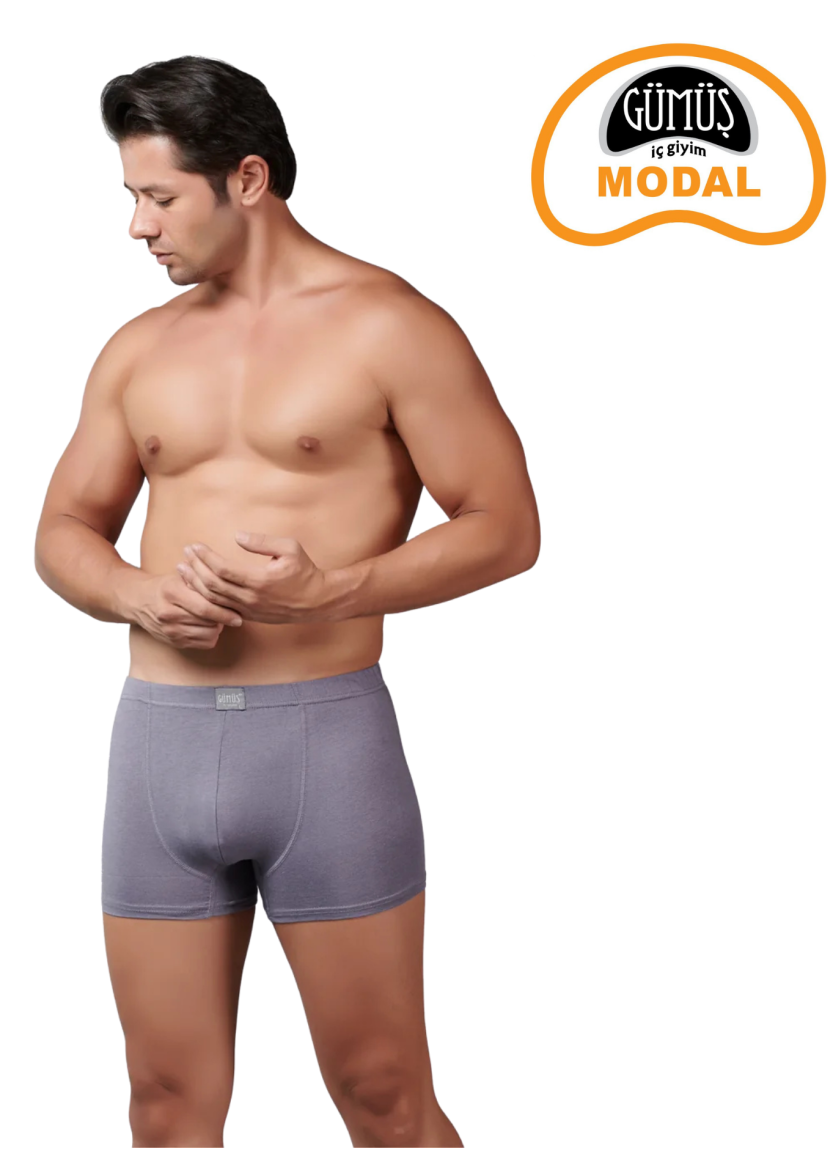 Men's Modal Stretch Boxer Briefs Grey (Individual Packaging) Gumus 7009