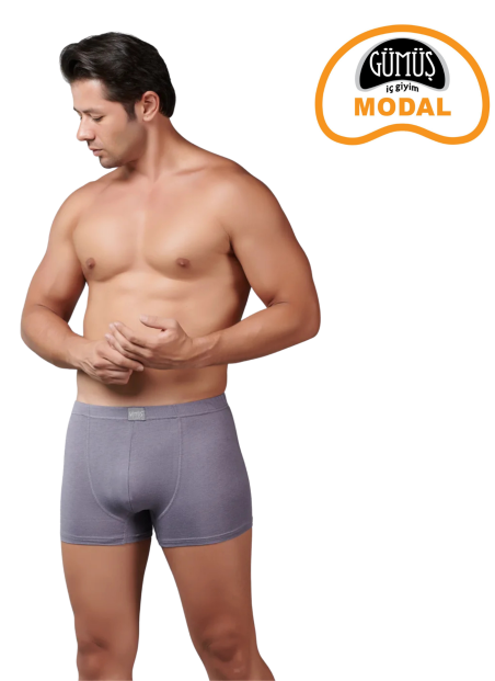 Men's Modal Stretch Boxer Briefs Grey (Individual Packaging) Gumus 7009