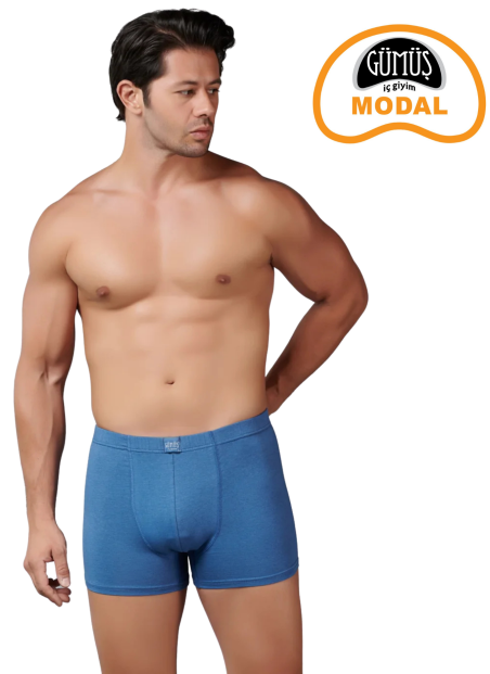 Men's Modal Stretch Boxer Briefs Indigo (Individual Packaging) Gumus 7009