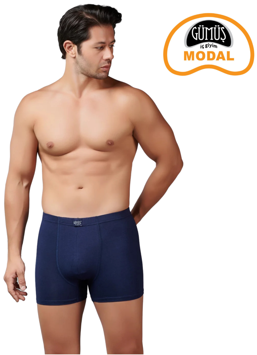 Men's Modal Stretch Boxer Briefs Navy Blue (Individual Packaging) Gumus 7009