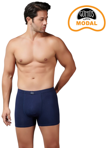 Men's Modal Stretch Boxer Briefs Navy Blue (Individual Packaging) Gumus 7009