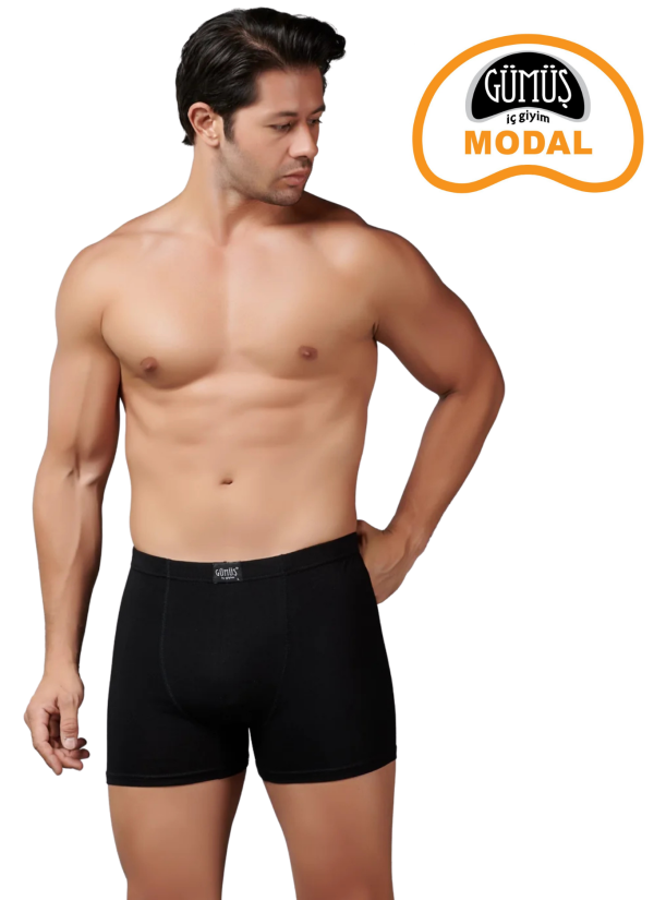 Men's Modal Stretch Boxer Briefs Black (Individual Packaging) Gumus 7009 2