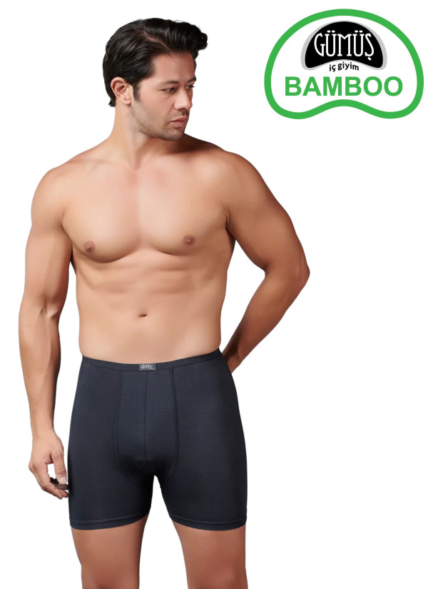 Men's Bamboo Low-Rise Stretch Boxer Briefs Anthracite (Individual Packaging) Gumus 8007 2