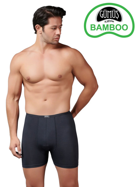 Men's Bamboo Low-Rise Stretch Boxer Briefs Anthracite (Individual Packaging) Gumus 8007