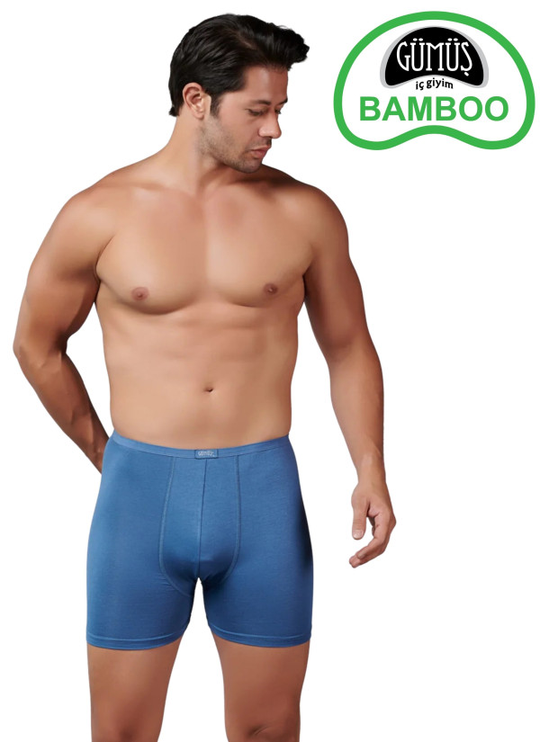 Men's Bamboo Low-Rise Stretch Boxer Briefs Indigo (Individual Packaging) Gumus 8007 2