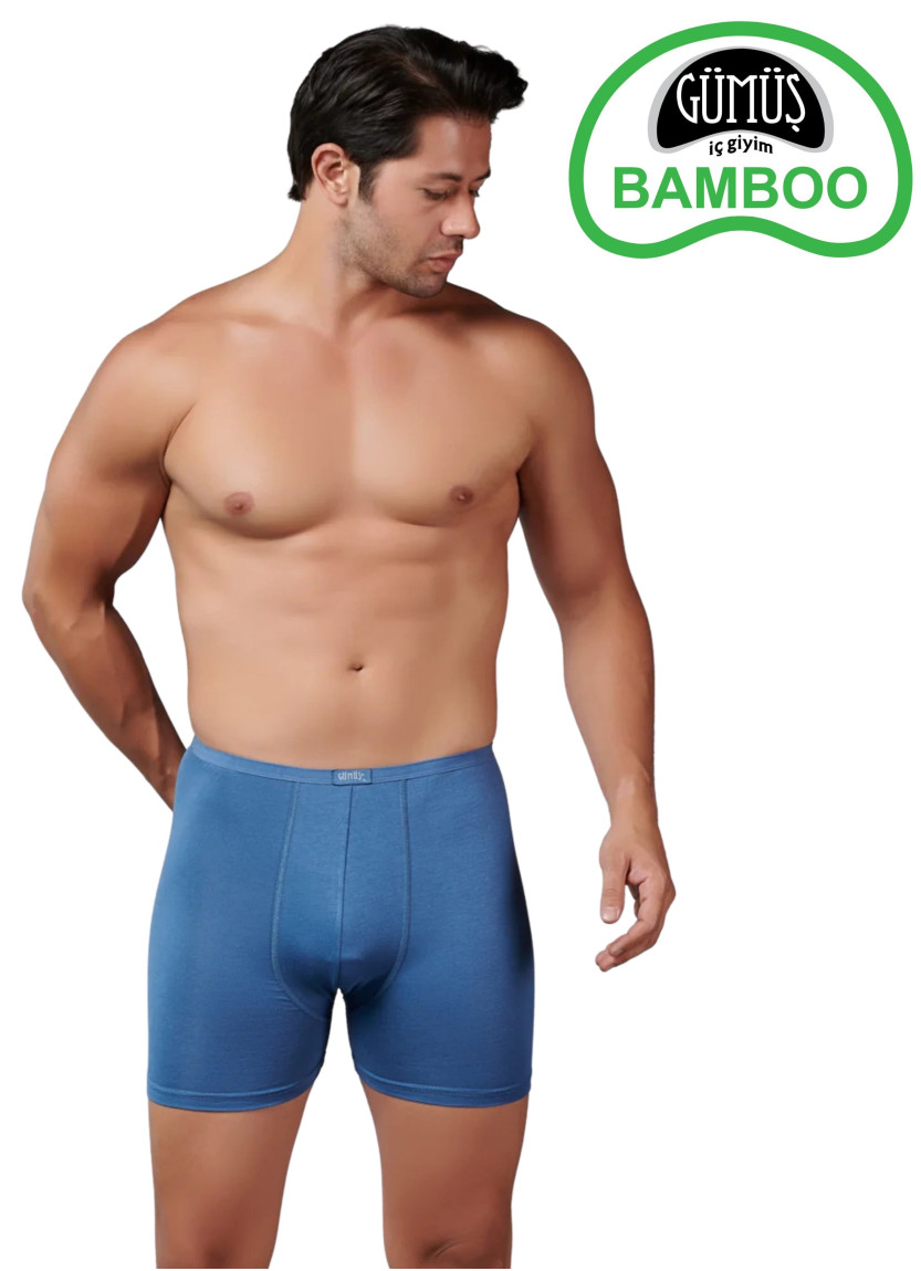 Men's Bamboo Low-Rise Stretch Boxer Briefs Indigo (Individual Packaging) Gumus 8007