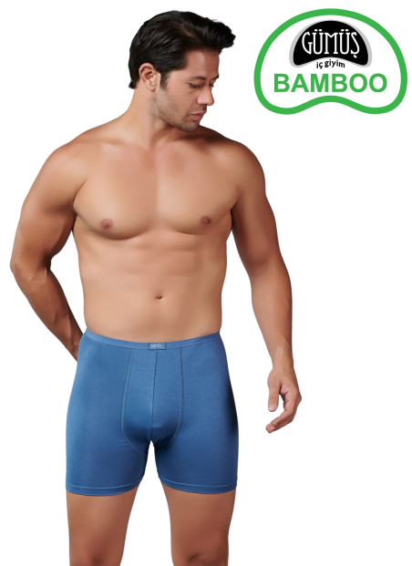 Men's Bamboo Low-Rise Stretch Boxer Briefs Indigo (Individual Packaging) Gumus 8007