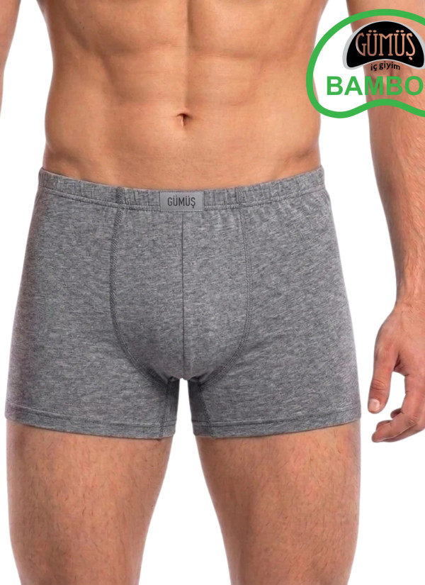 Men's Bamboo Boxer Briefs Grey (Individual Packaging) Gumus 8008
