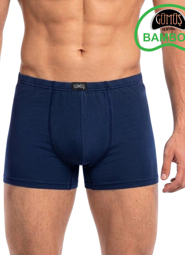 Men's Bamboo Boxer Briefs Navy Blue (Individual Packaging) Gumus 8008
