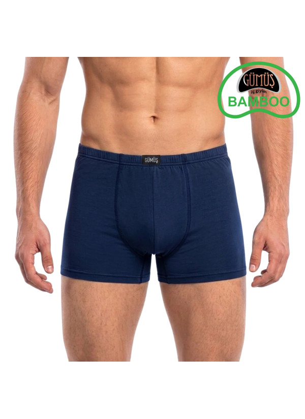 Men's Bamboo Boxer Briefs Navy Blue (Individual Packaging) Gumus 8008 2