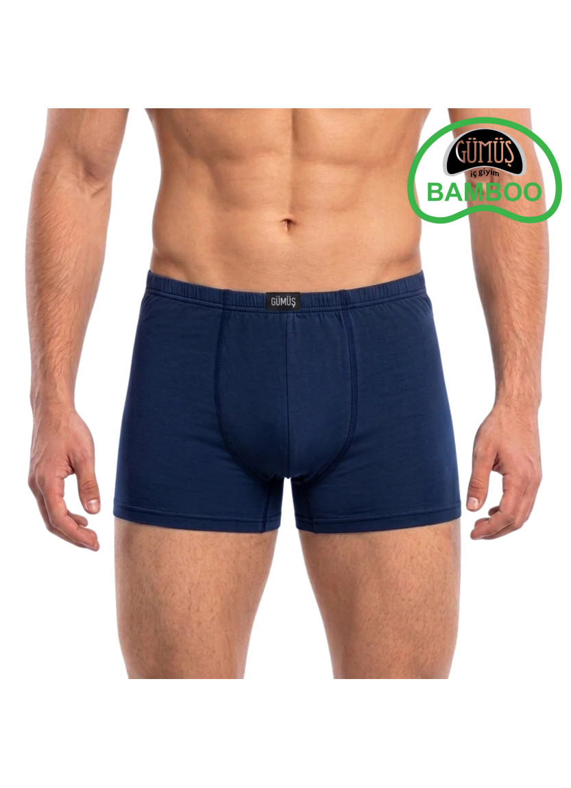 Men's Bamboo Boxer Briefs Navy Blue (Individual Packaging) Gumus 8008