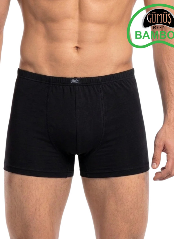 Men's Bamboo Boxer Briefs Black (Individual Packaging) Gumus 8008