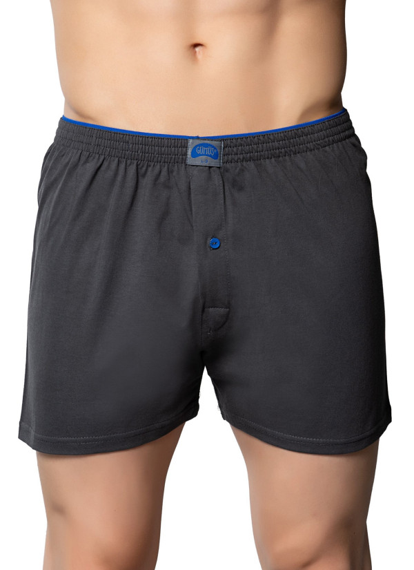 Men's Cotton Boxer Briefs with Terry Waistband Anthracite (Individual Packaging) Gumus 4020