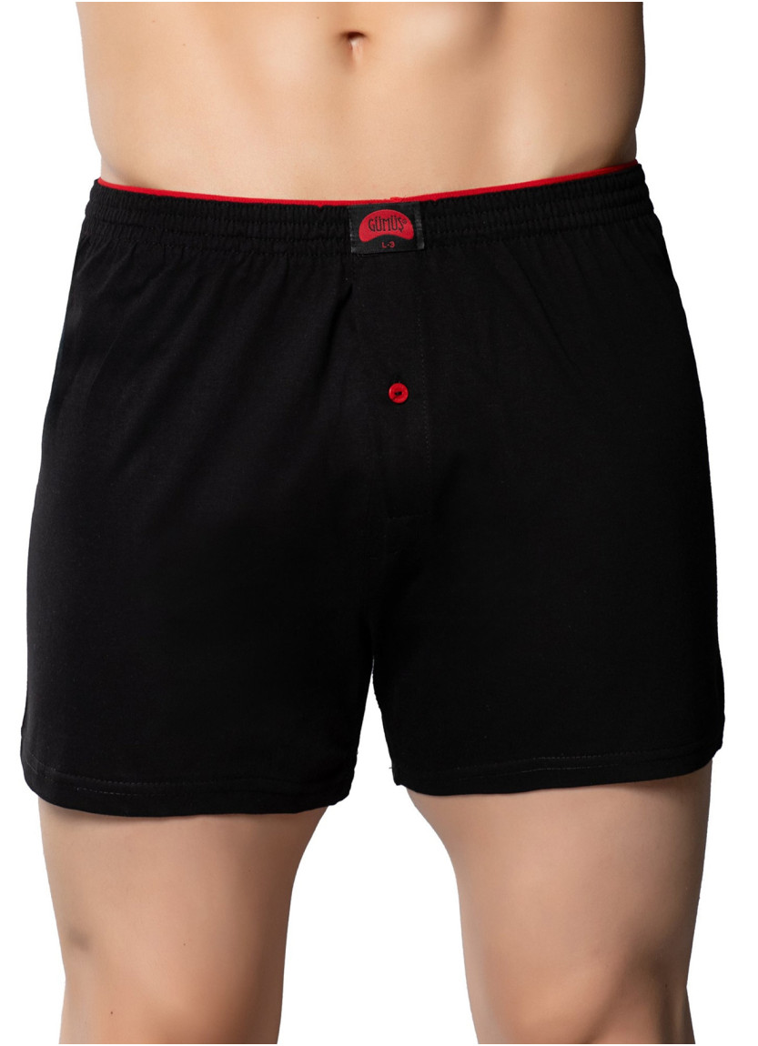 Men's Cotton Boxer Briefs with Terry Waistband Black (Individual Packaging) Gumus 4020